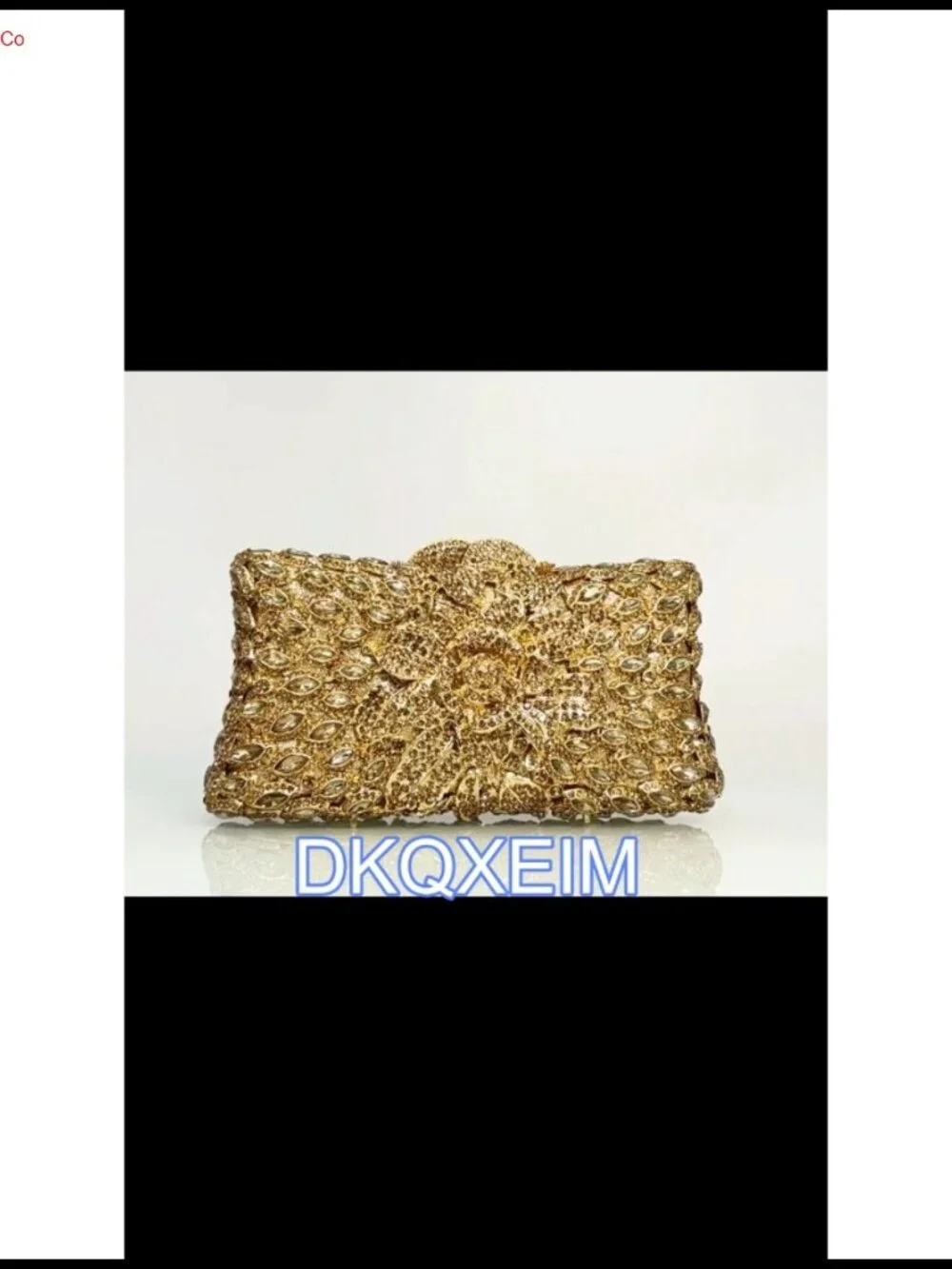 Rhinestone Floral Evening Clutch with Detachable Chain Faux PU Lining